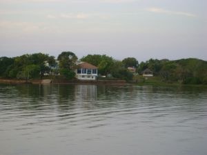 Water and the distant shoreline at Ciénaga de Ayapel, Colombia.